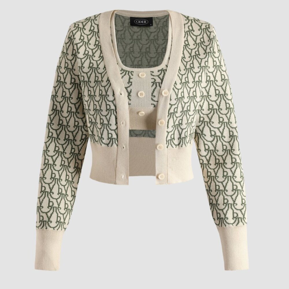 Cider Abstract Knitted Top Set